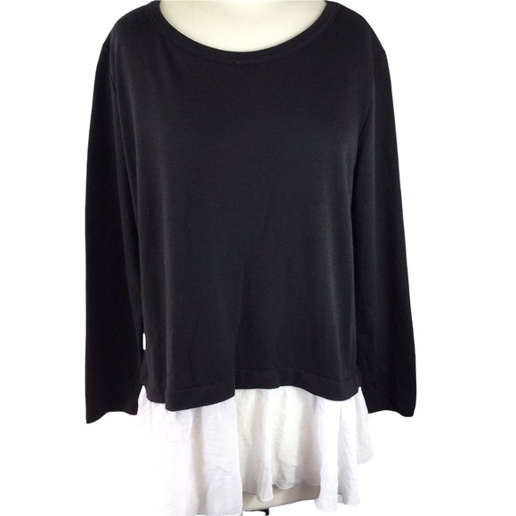 Anthropologie Tops - Anthropologie Pebble & Stone Black Top, Satin Hem, Medium